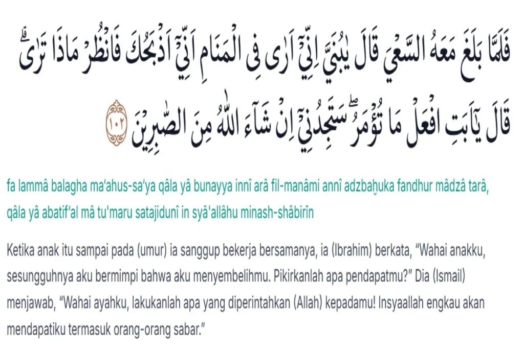 Kisah Nabi Ismail AS bisa menjadi pelajaran yang bagus untuk umat Islam. Sebuah kisah yang mengajarkan ketulusan dan ketaatan kepada Allah SWT.